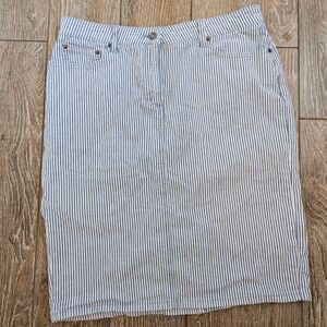 Boden Denim Pencil Skirt Railroad Stripe Classic Minimalist Versatile Spring
